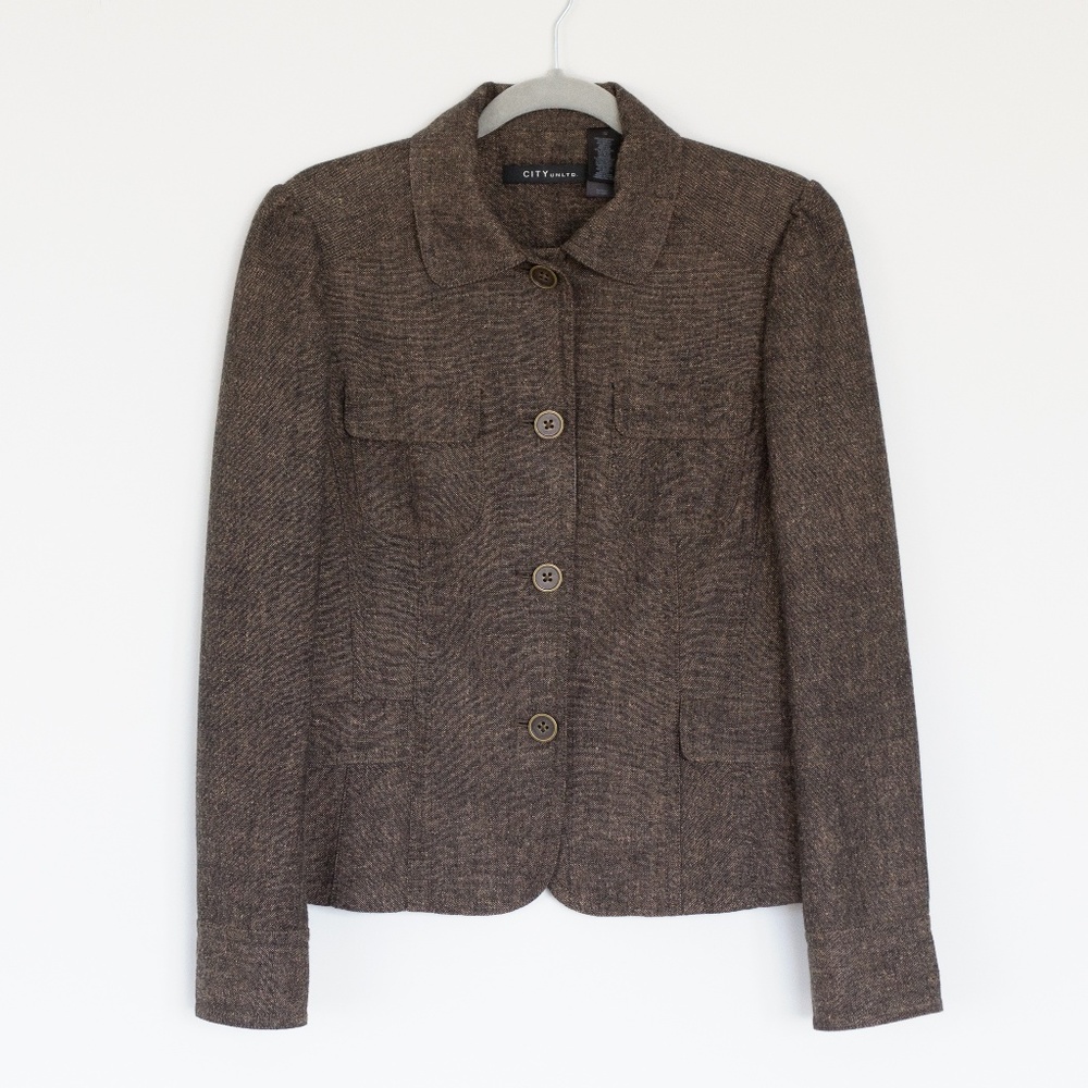 CITY UNLTD Brown Tweed Blazer